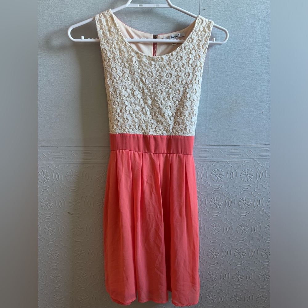 Papaya cream n peach sleeveless dress small